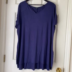 Lane Bryant Dk Purple Jersey V-neck Hi-Lo Hem Top